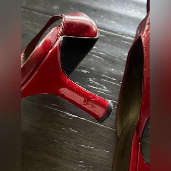 YSL Yves Saint Laurent Women’s Red Mule Heels Size 6.5 Luxury Brand Gala Shoes - Picture 6 of 6